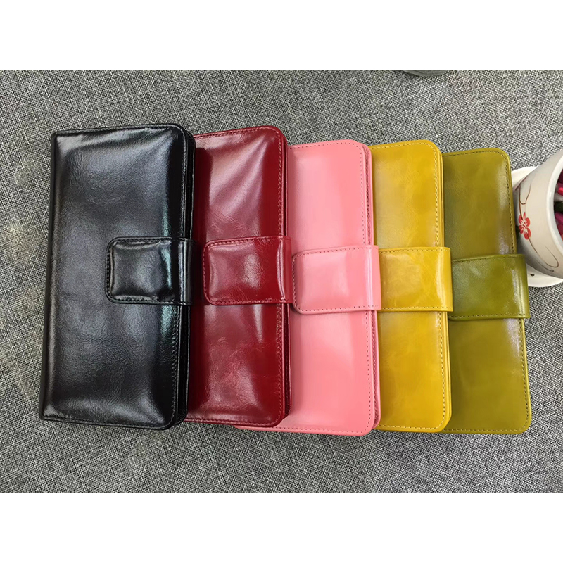 Long Bifold Distress Leather Wallet LH1086_9 Colors 