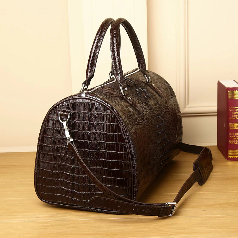 Back Crocodile Pattern Real Leather Tote Duffel Bag LH3424_3 Colors