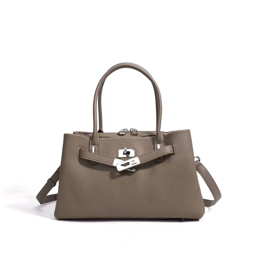 Top Handle Leather Purse with Leather Belt LH3895_4 Colors