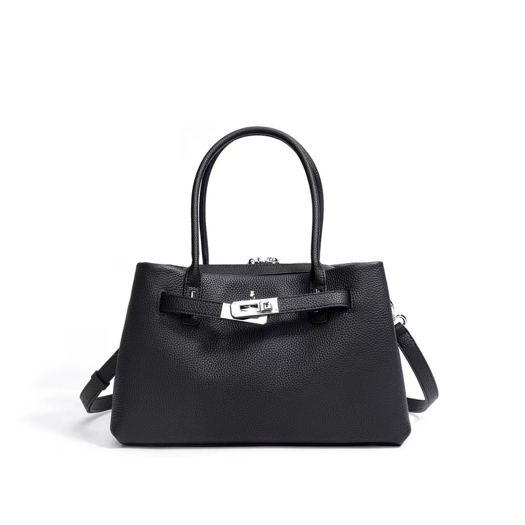 Top Handle Leather Purse with Leather Belt LH3895_4 Colors