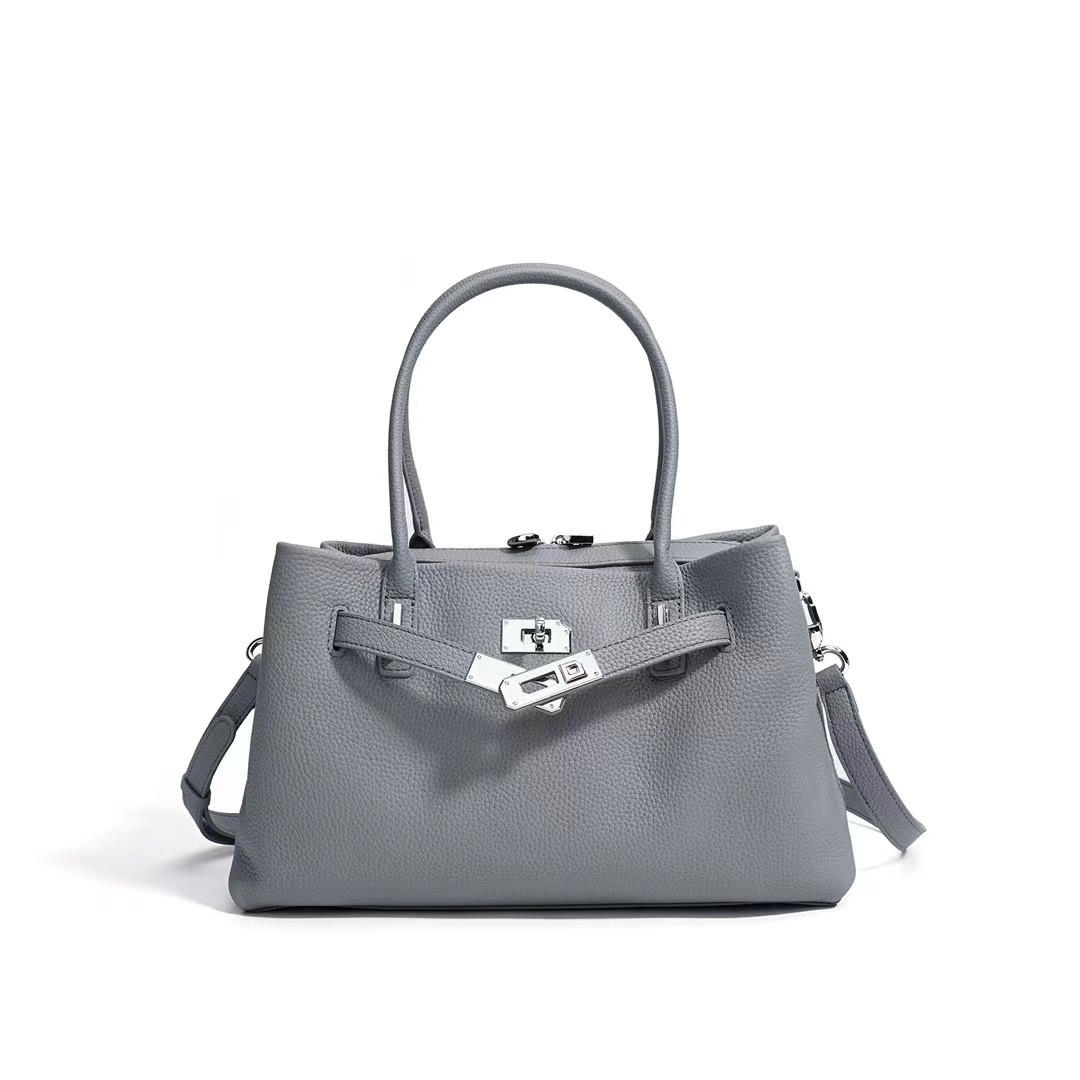 Top Handle Leather Purse with Leather Belt LH3895_4 Colors