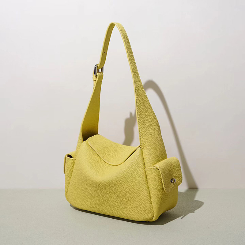 Leather Hobo Bag Women Shoulder Bag with Side Pockets LH3908_6 Colors