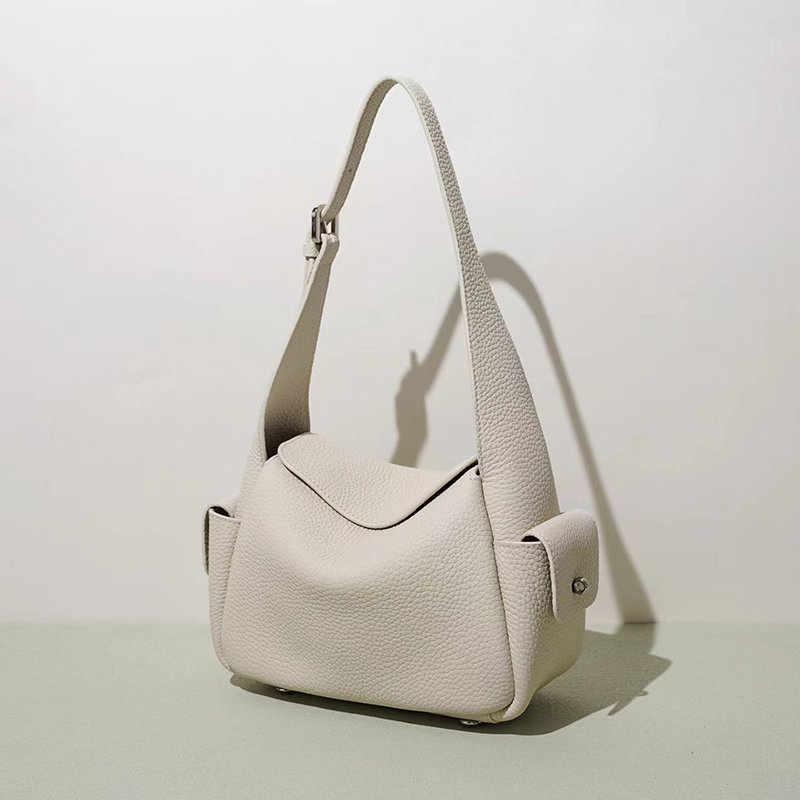 Leather Hobo Bag Women Shoulder Bag with Side Pockets LH3908_6 Colors