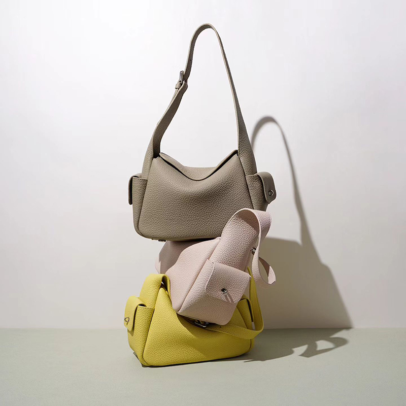 Leather Hobo Bag Women Shoulder Bag with Side Pockets LH3908_6 Colors