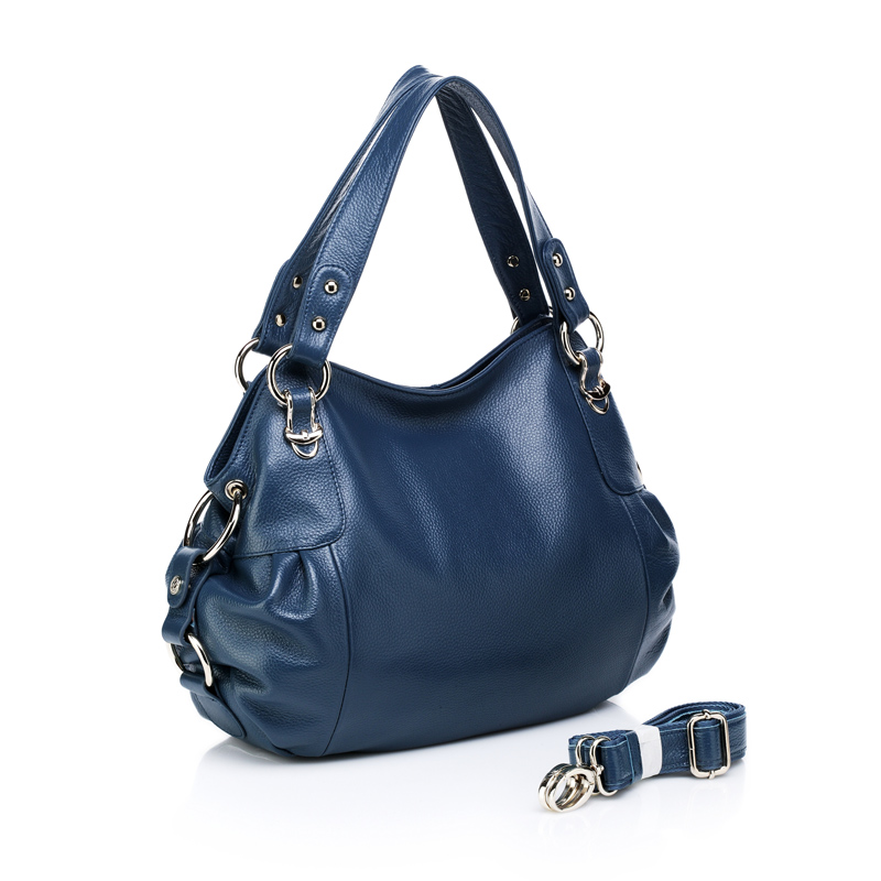 navy blue leather shoulder bag