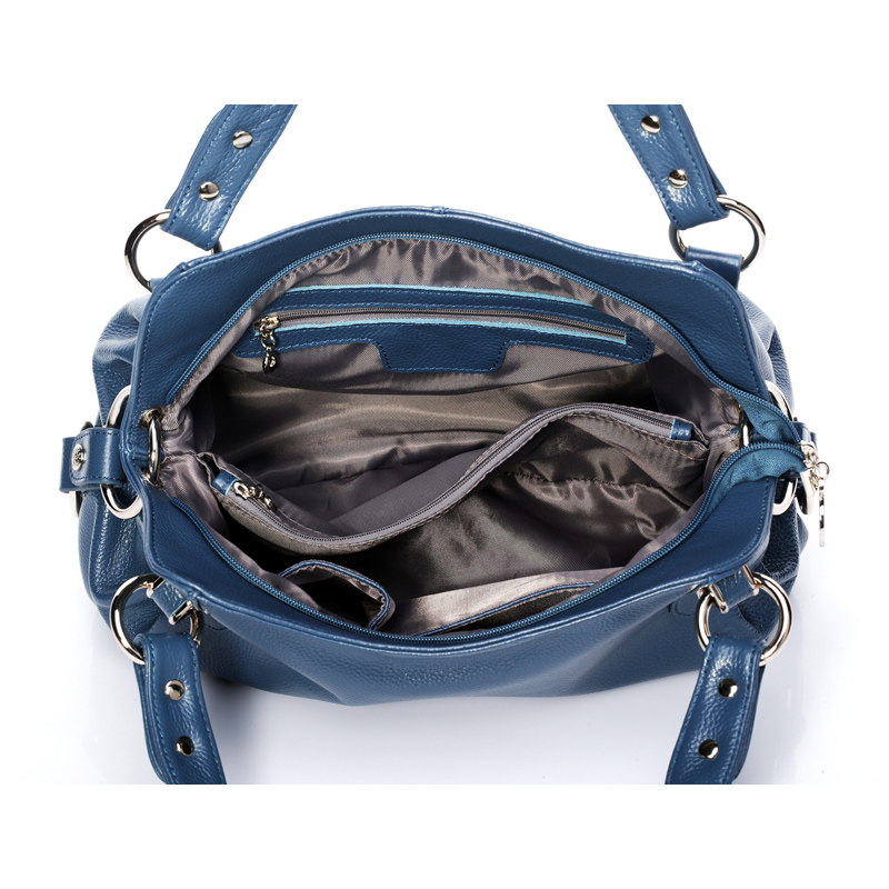 navy blue leather shoulder bag