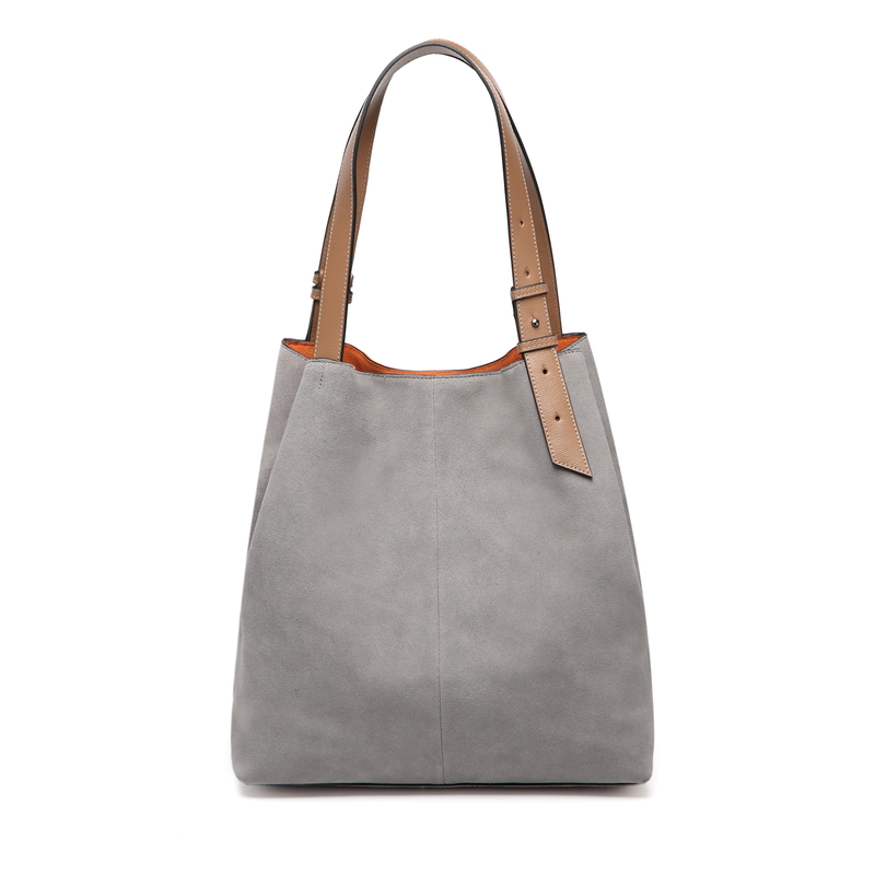 Light Grey Woven Suede Leather Shoulder Bag LH2243