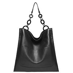 Black Cowhide Real Leather Slouchy Shoulder Purse LH2716