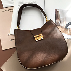 Chocolate Supple Genuine Leather Hobo Bag for Women LH2722