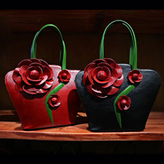 Ladies Floral Pattern Real Leather Shoulder Bag LH3136_2 Colors