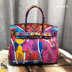 30cm Floral Pattern Real Padlock Leather Tote LH3183M_6 Colors