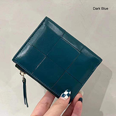 Bid-fold Woven Sheepskin Leather Purse Wallets LH3255_6 Colors