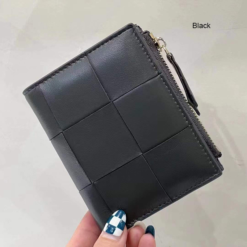 Bid-fold Woven Sheepskin Leather Purse Wallets LH3255_6 Colors