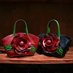 Flower Pattern Real Leather Shoulder Bag LH3362_2 Colors