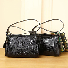 Crocodile Pattern Real Leather Crossbody Bag LH3438_2 Colors