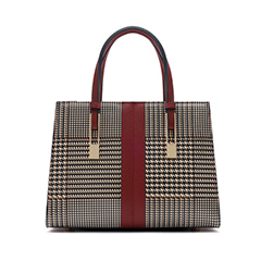 Chequered Real Leather Tote Women Handbag LH3578_2 Colors  