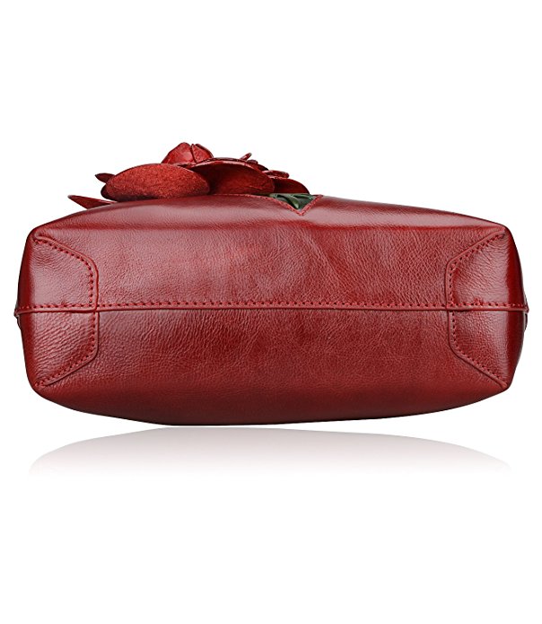 Red Flower Genuine Leather Shoulder Bag LH2341