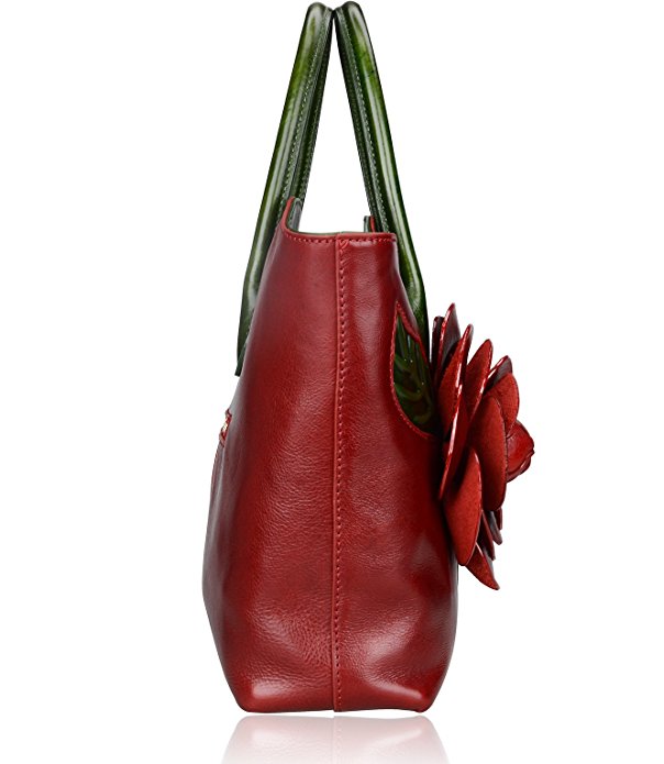 Red Flower Genuine Leather Shoulder Bag LH2341