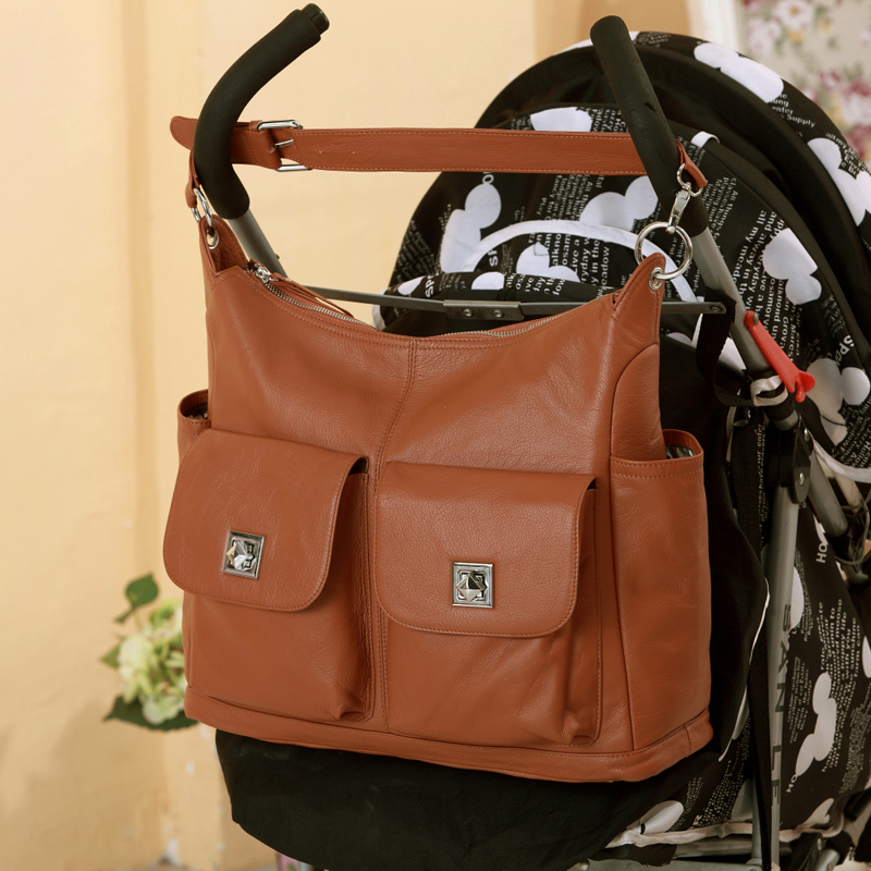 Brown Soft Italian Leather Diaper business Bag Mummy Bag LH2169
