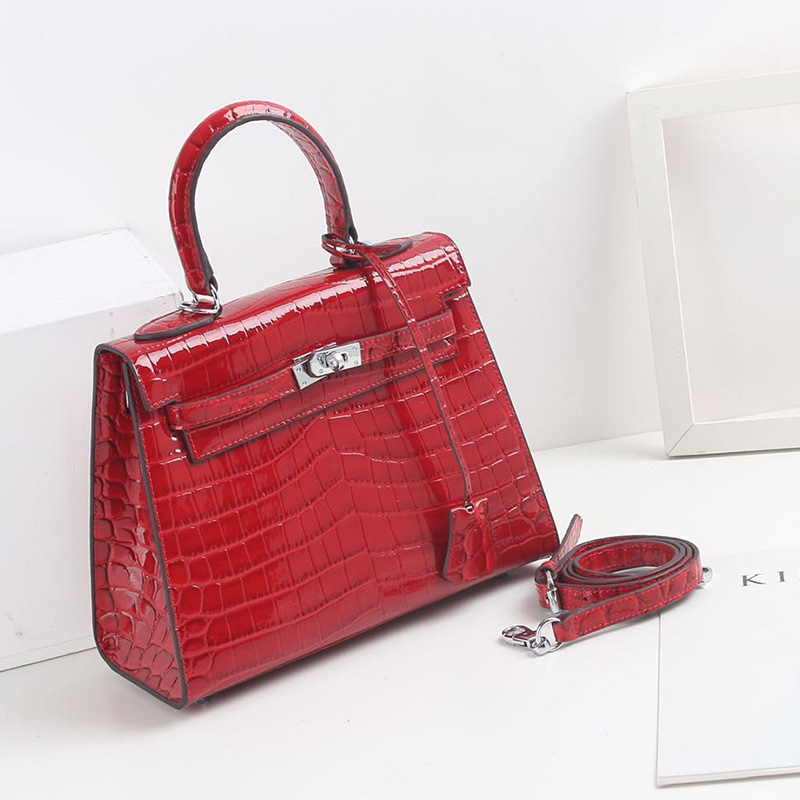 25cm Crocodile Pattern Real Leather Tote LH2792S_13 Colors 