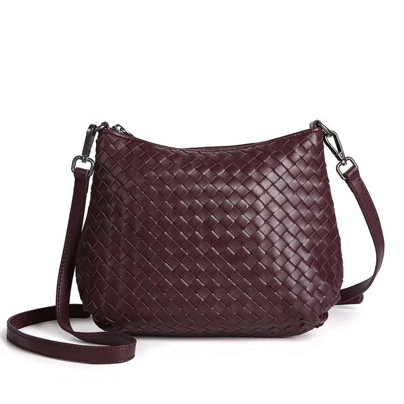 Woven Sheepskin Leather Shoulder Bag LH2770_4 Colors 