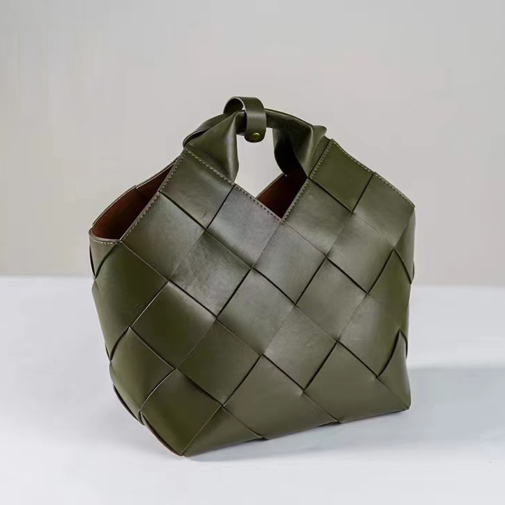 Sheepskin Woven Real Leather Barrel Purse Bag LH3236_5 Colors