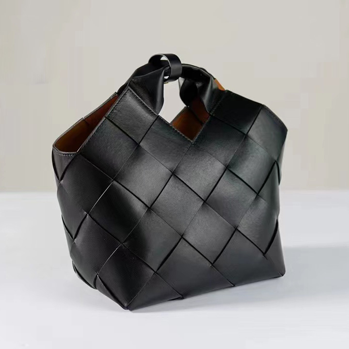 Sheepskin Woven Real Leather Barrel Purse Bag LH3236_5 Colors