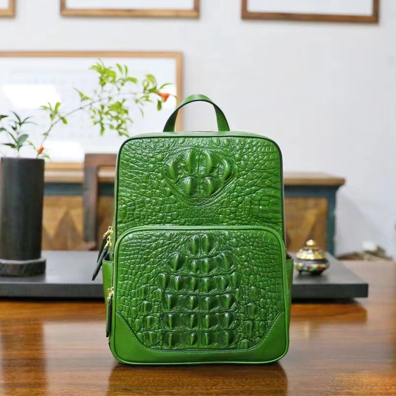 Crocodile Pattern Real Leather Backpack Ladies Handbags LH3361_5 Colors 