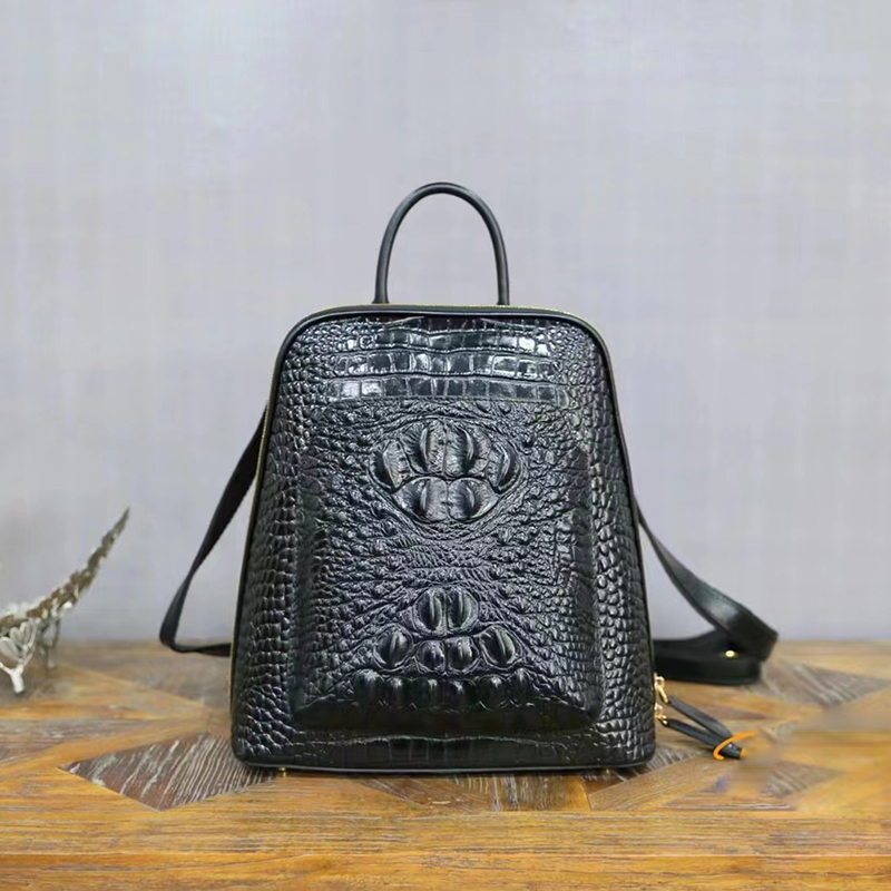 Crocodile Pattern Real Leather Backpack Women Handbags LH3360_5 Colors