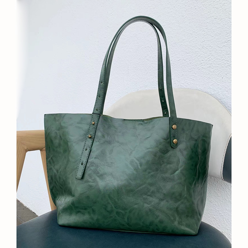 Big Size Distressed Leather Bag Shoulder Purse LH3392_4 Colors 