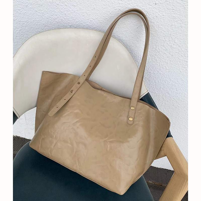 Big Size Distressed Leather Bag Shoulder Purse LH3392_4 Colors 