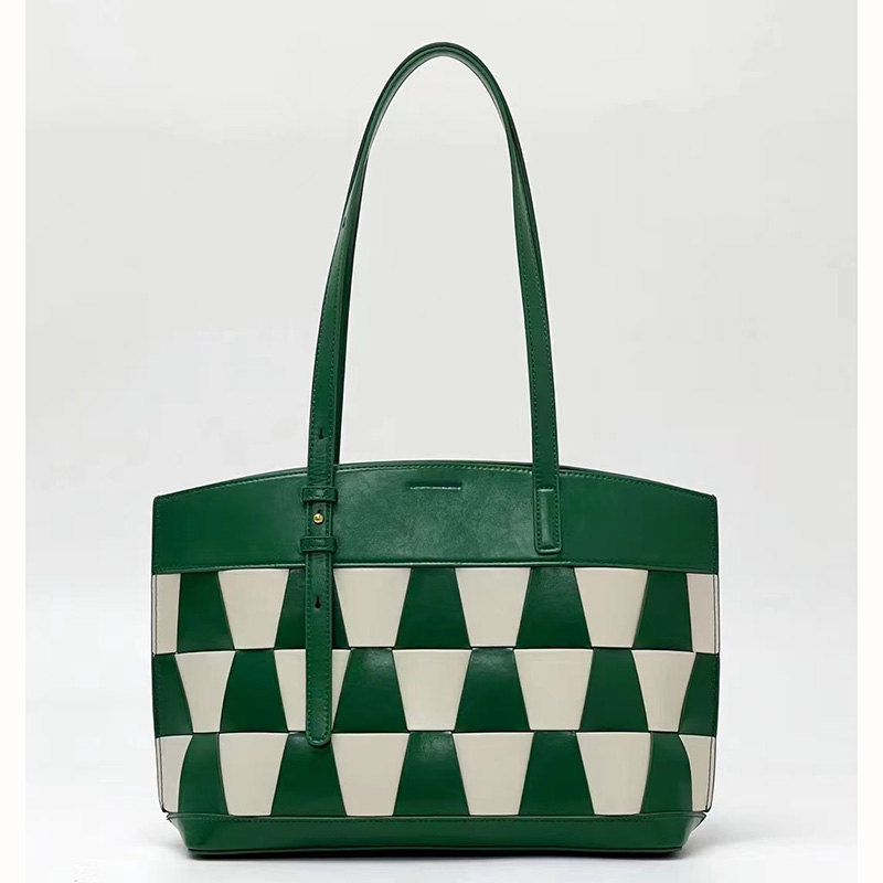 Blocked Color Leather Shoulder Bag Womens Handbag LH3404_2 Colors