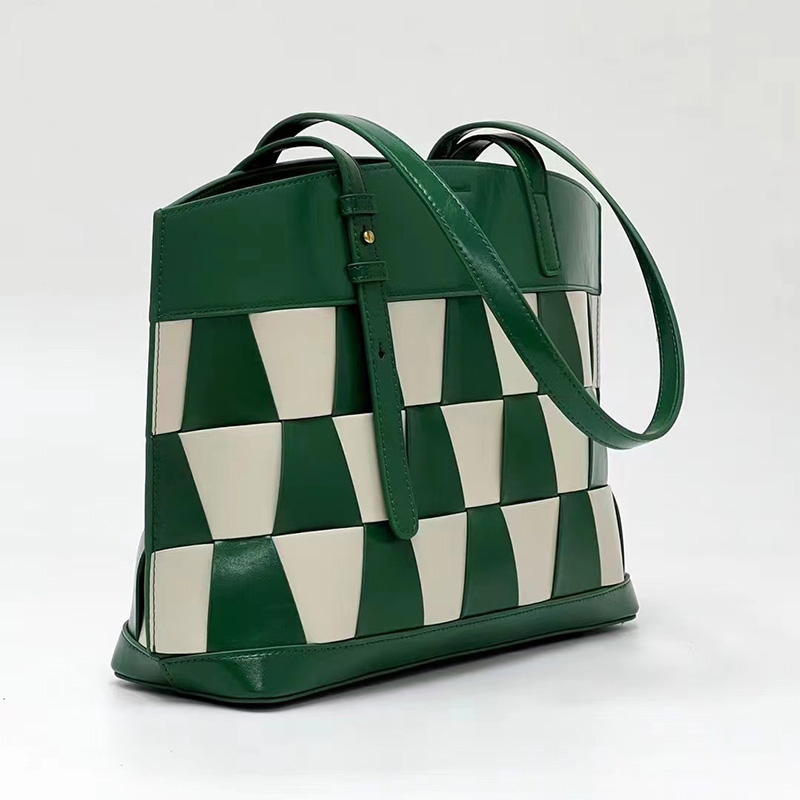 Blocked Color Leather Shoulder Bag Womens Handbag LH3404_2 Colors