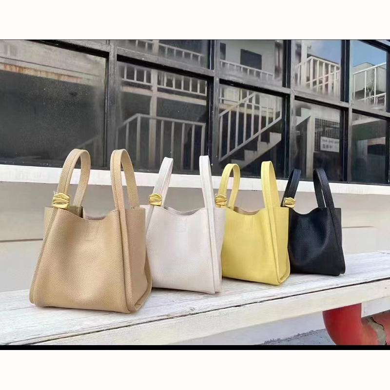 Supple Leather Tote Bag Womens Leather Barrel Bags LH3406_4 Colors