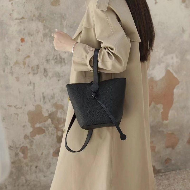 Genuine Leather Barrel Bag Women Shoulder Handbag LH3473_4 Colors 