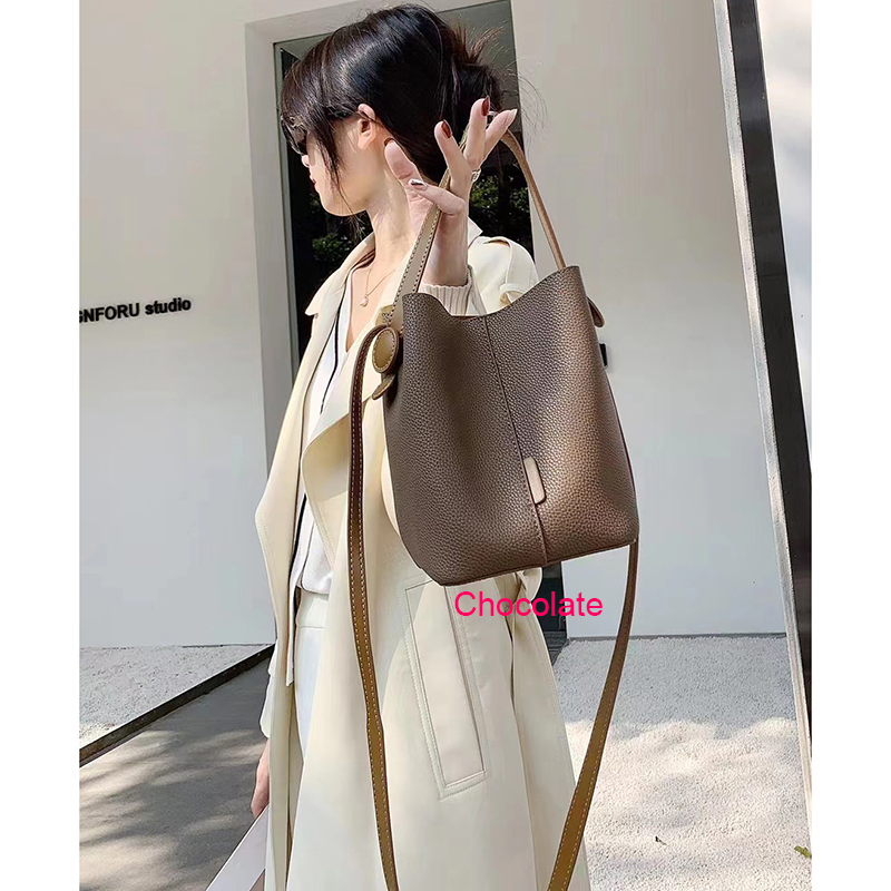 Genuine Leather Barrel Bag Women Shoulder Handbag LH3473_4 Colors 