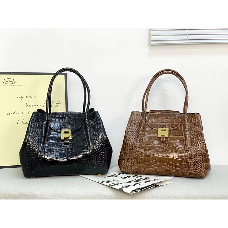 Top Handle Bag Leather Tote Crocodile Pattern Women Purse LH3489_2 Colors  