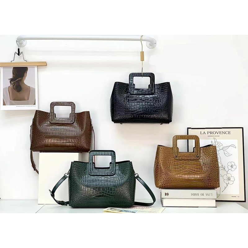 Top Handle Bag Crocodile Pattern Women Handbags LH3490_4 Colors  