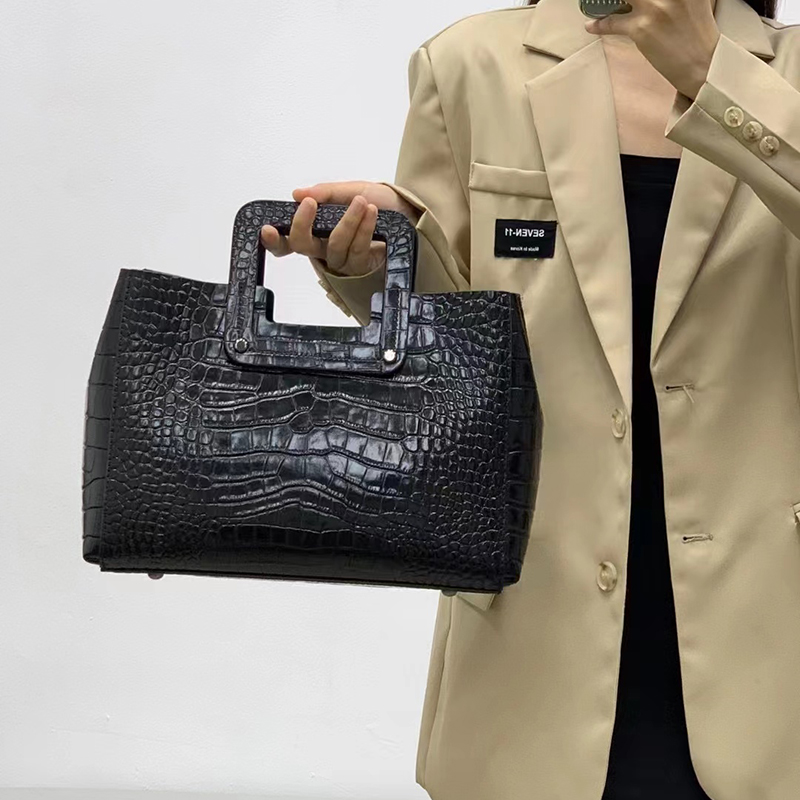 Top Handle Bag Crocodile Pattern Women Handbags LH3490_4 Colors  