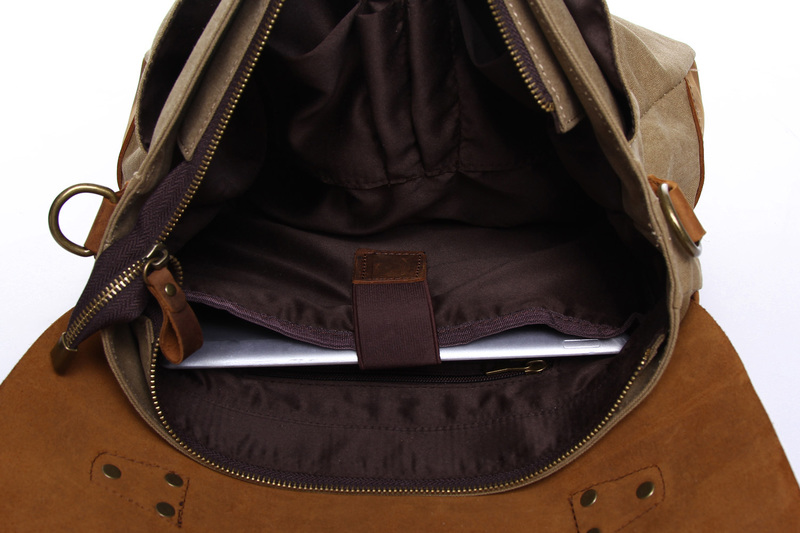 Tan Canvas & Leather Messenger Bag LH1602