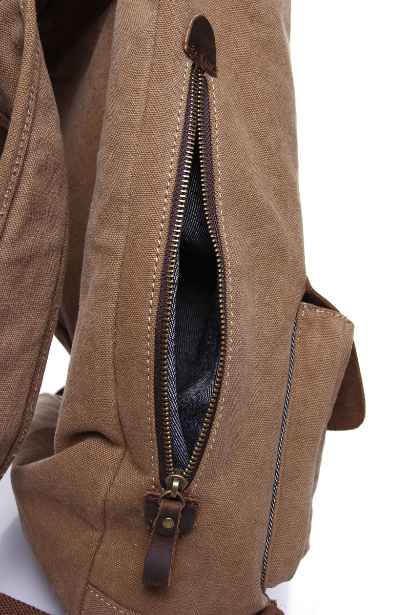 Brown Canvas & Leather Backpack LH1603