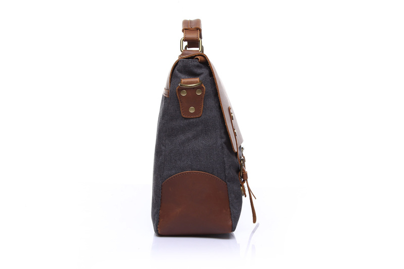 Blue Canvas & Leather Messenger Bag LH1602