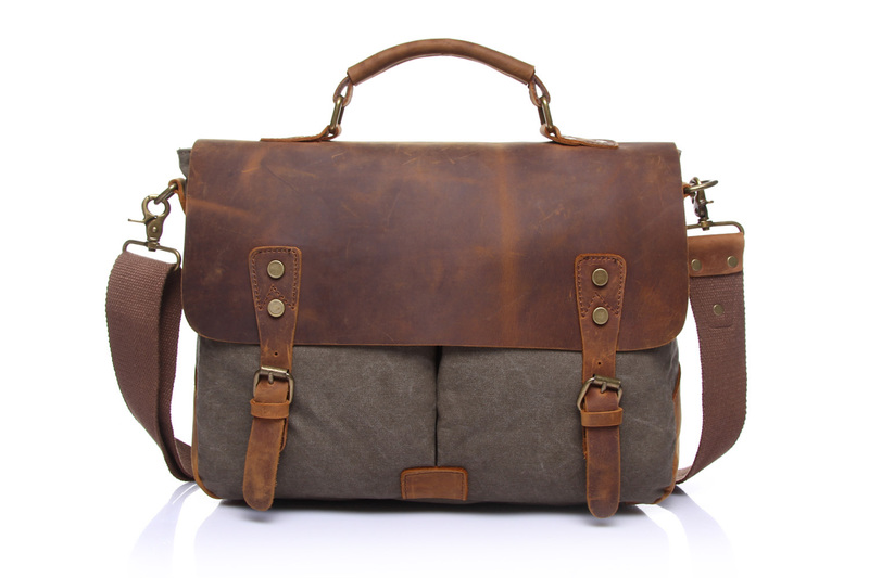 Brown Canvas & Leather Messenger Bag LH1602