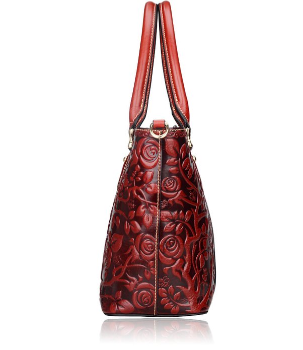 Rose Floral Pattern Leather Tote LH1754_5 Colors 