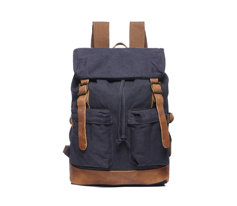 Pockets Canvas & Leather Backpack LH1878_4 Colors