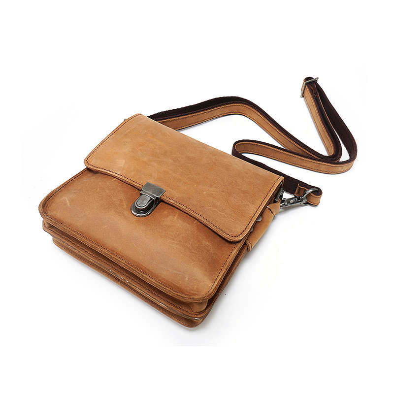 Push Lock Genuine Leather Messenger Bag LH2150
