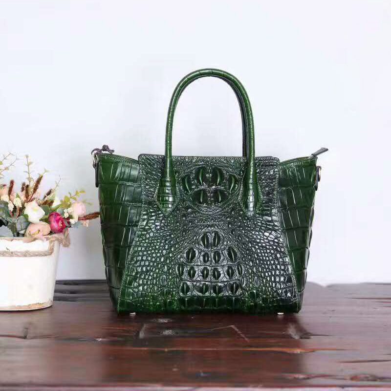 Crocodile Embossed Real Leather Tote LH2022_4 Colors 