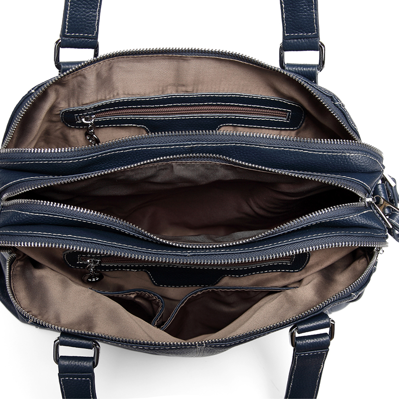 Navy Blue Functional Genuine Leather Shoulder Bag LH2486