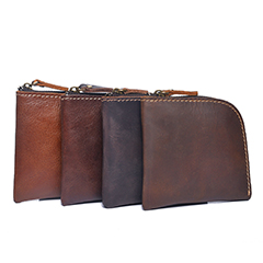 Zip Around Distressed Leather Coin Purse LH2573_4 Colors 