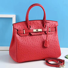 35cm Padlock Ostrich Real Leather Tote Bag Top Handle Bag LH2922L_9 Colors 